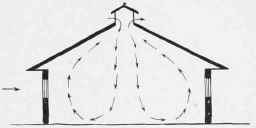 Direction taken by Air currents when Doors and Windows are closed.