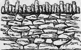 Fig. 124. Random Rubble Walling with Rubble on edge Coping.