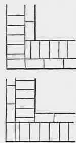 Figs. 44, 45 Faulty English Bond 14 inch wall.