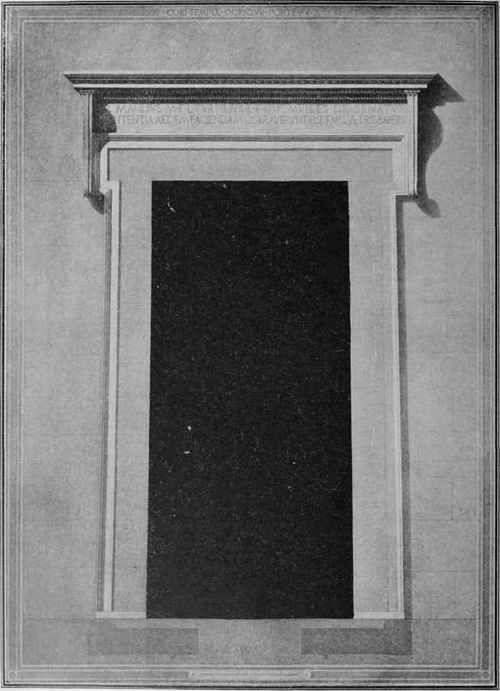 DORIC DOORWAY FROM ROMAN TEMPLE AT CORI, ITALY.