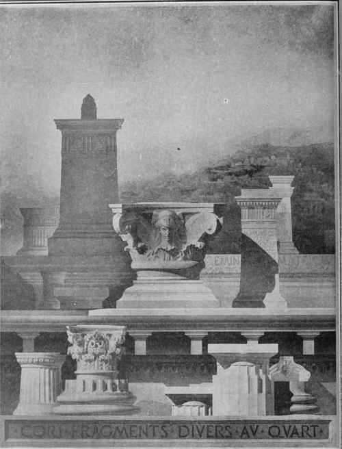 FRAGMENTS FROM ROMAN TEMPLE AT CORI, ITALY. One of the most interesting examples of architectural rendering in existence.