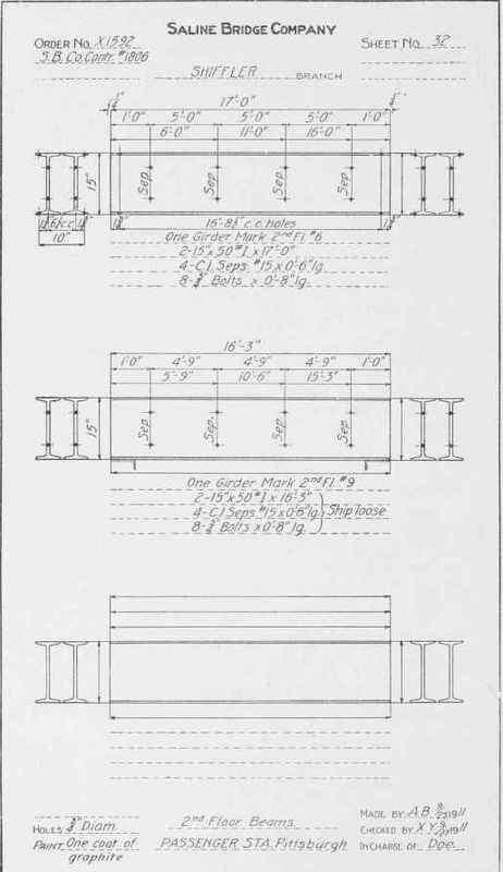 Fig. 60. Typical Beam Sheet Showing Dimensions Filled in According to Specifications