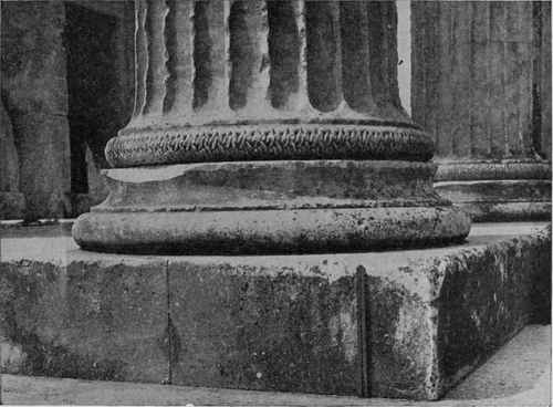 Attic Base of Ionic Column from the Erechtheum at Athens, Showing use of Guilloche Ornament on Torus Moulding.