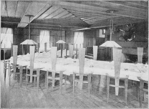 DINING ROOM IN ALPHA DELTA PHI CHAPTER HOUSE AT CORNELL UNIVERSITY, ITHACA, N. Y.