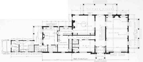 FIRST FLOOR PLAN OF EDENWOOD, RESIDENCE OF FRANCIS H. ADRIANCE, ESQ., NEW CANAAN. CONN.