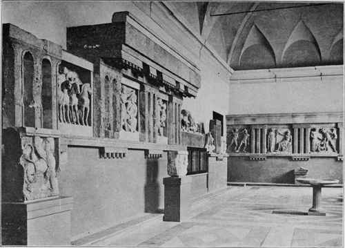 Fragments of Greek Doric Entablatures from Selinunte, Sicily, now In the Museum at Palermo. Showing triglyph, metope, and mutule treatment and disposition