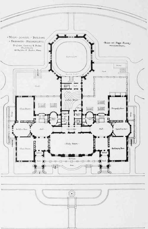 PLAN OF HIGH SCHOOL BUILDING, FAIRHAVEN, MASS.