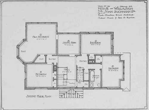 SECOND FLOOR PLAN OF HOUSE AT WOLLASTON, MASS.