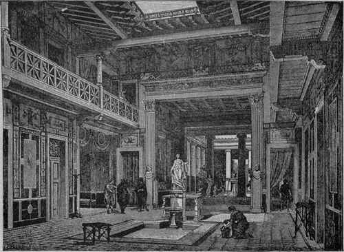 RESTORATION OF INTERIOR OF A ROMAN HOUSE The Ornament on the Walls Painted in Vivid Reds.