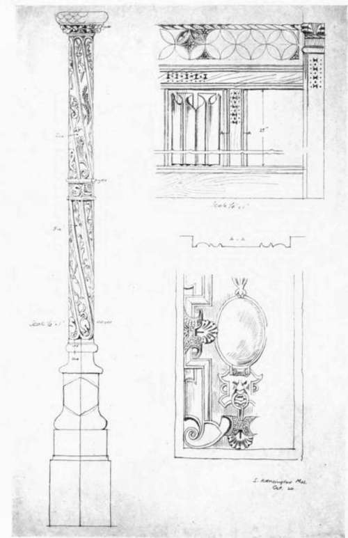 Pencil Sketch By Albert Kahn. Detail Of Wood Carving In The South Kensington Museum, London.