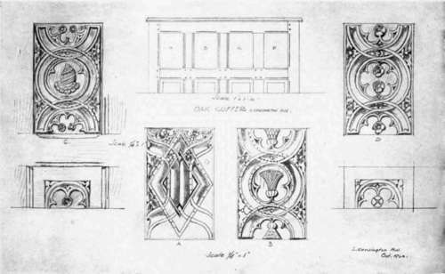 Pencil Sketches By Albert Kahn. Details Of Wood Carving In The South Kensington Museum, London, England.