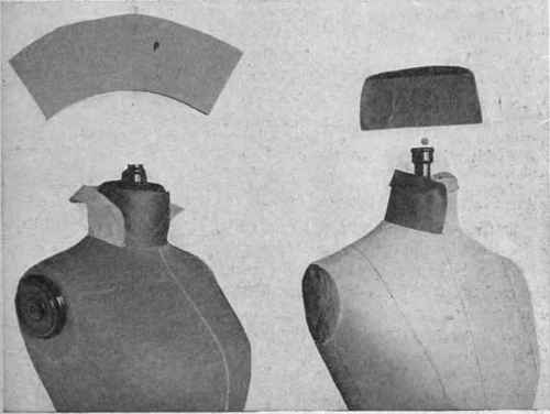 Fig. 84. Collar designing; completed patterns standing collars, straight and curved neck line.