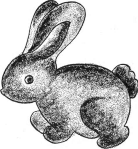A rabbit modeled of sawdust