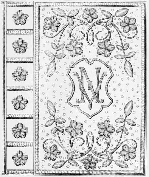 Embroidered Book cover. Designed by M. L. Macomber.