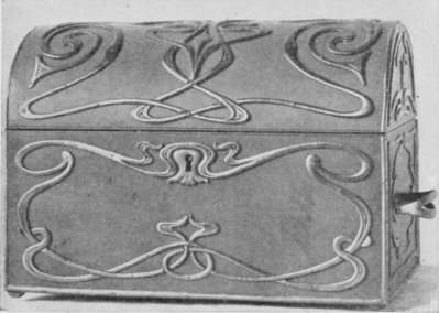 Green Leather Casket with Metal Mountings.