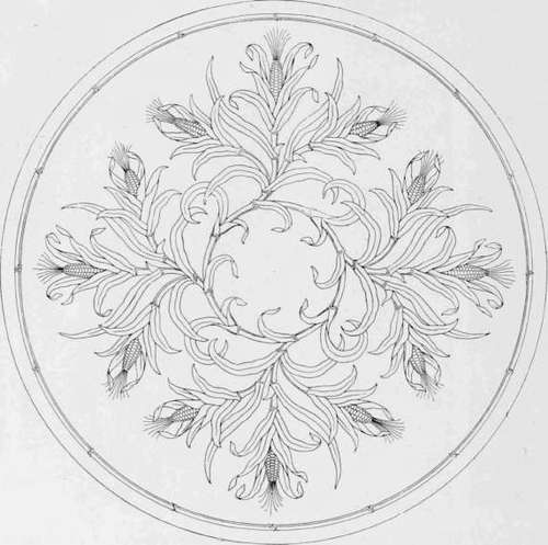 Maize Motive for Embroidery, Pyrogravure, or Marquetry.