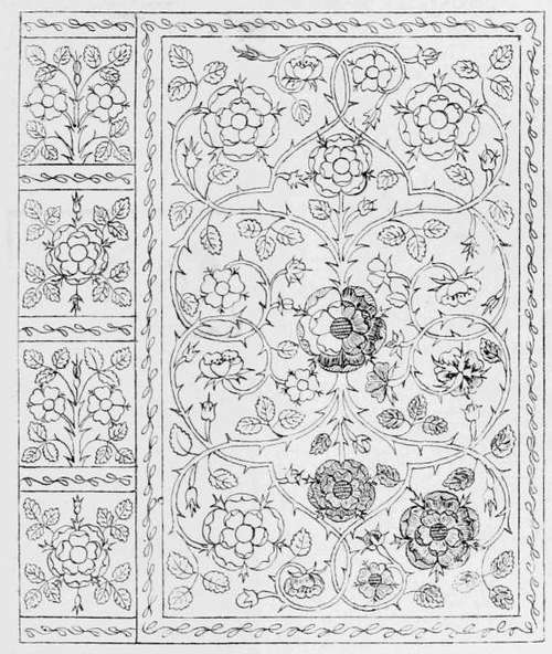 Queen Elizabeth's Bible. Detailed Drawing of Embroidery.