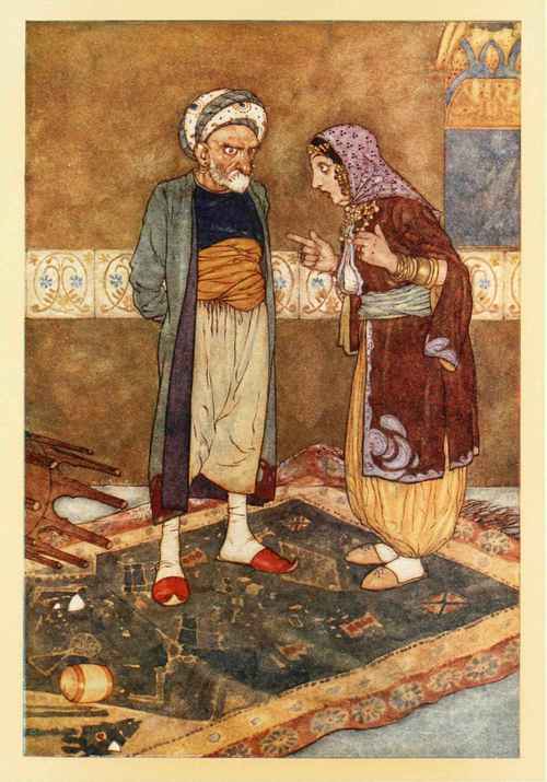 As soon as he came in she began to jeer at him.