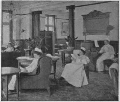 A delightfully restful corner in the nurse's sitting room, London Hospital, where many a quiet half hour off duty is spent
