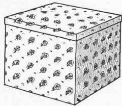 A large cardboard hat box covered with chintz