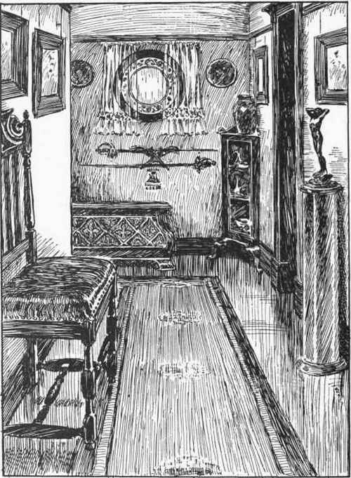 Even a moderately wide passage can be made into an effective hall if taste is displayed in the arrangement of engravings, and a few good pieces of furniture