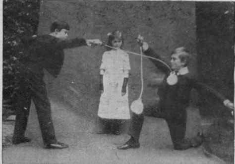 Fig. 6. Fencing with powder puffs The prize for the victor is to have the