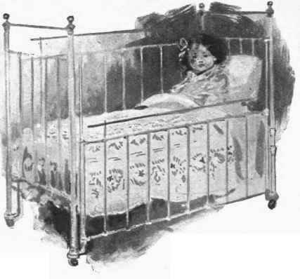 Iron cots are more healthy than wooden ones, and both sides should be made to slide down opposite the nursery door. Only the freshest air should find its way into the children's rooms.