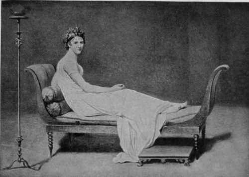 Madame Recamier, who ruled French society for thirty four years.   Her angelic face can bear no other name; one look suffices to bind your heart to her for ever,  said Lamartine. Front the famous painting by David