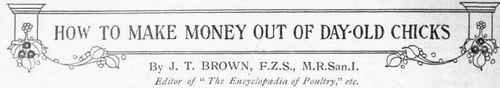 Modern tastes require chickens at all times of the year   Money can be made therefrom by hatching out in incubators   But begin in a small way, and increase your plant as your market in creases   When hatched, dry the chicks, and pack them off to the buyers immediately.