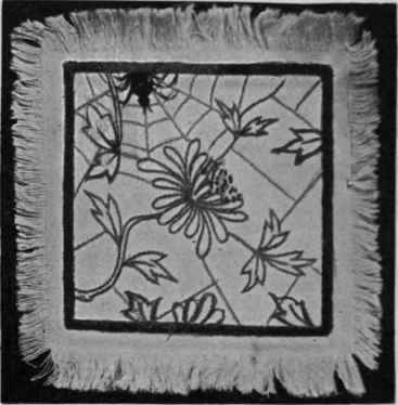 There are so many believers in luck charms tnat the lucky spider is an eminently suitable emblem for the skill of the embroiderer.