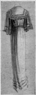 Back view of dressing' gown when finished the double paper along the wheel marks and on the chalked outline, but do not cut