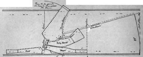 Diagram 1. The bodice pattern placed in position for cutting out the wrap