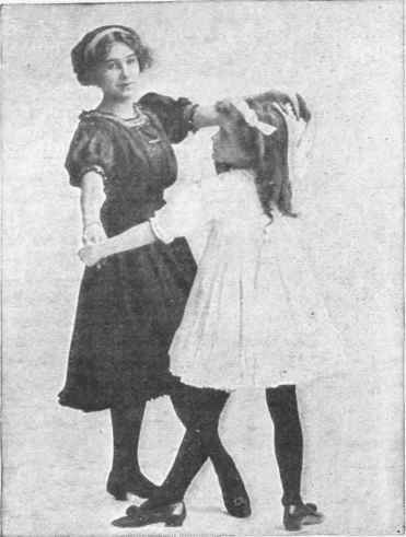 Fig. 4. The fourth step, in which obliquely taken sliding steps carry the dancers further round