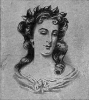 Fig. 6. An elaborate curl suggestive of a  cow horn, as worn by Anne Oldfield. the celebrated actress
