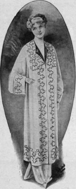 Finished sketch of wrap shown in Diagram 1, with the neck point of the shoulder touching the shoulder line, and the front straight down about one inch from the selvedge.