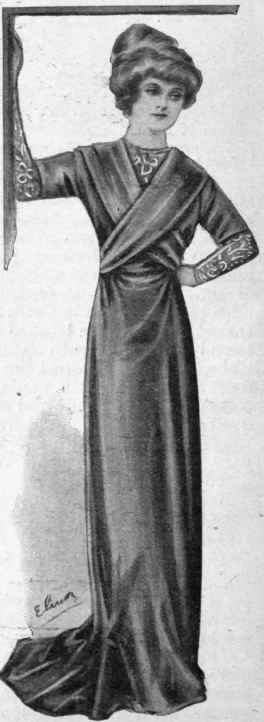 The princess form of dress is very suitable for velvet, with under bodice of silk or figured net