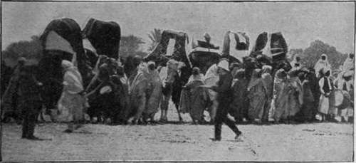 A Tunisian bridal procession, In this way is the native bride conducted to the home of her future lord and master