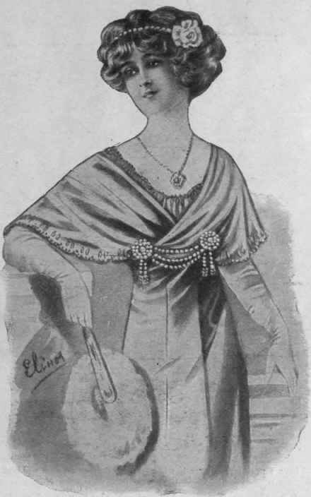 Buttons made of silk and thickly sewn with beads are a distinctive note on an evening bodice. Two may be connected by loops of silk cord or strings of beads