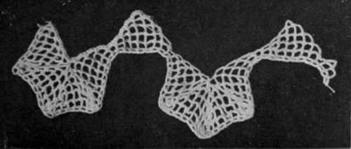 Enlarged section of crcchet edging round base of stock collar