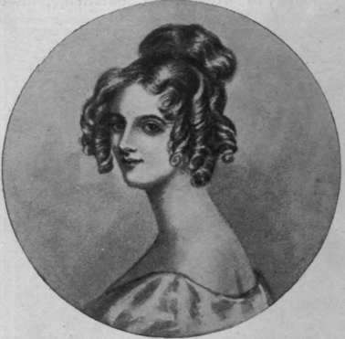 Fig. 1. Portrait of Miss Jane Elizabeth Digbv, a well known beauty of the early part of the nineteenth century, showing the mode of wearing the curl then prevalent