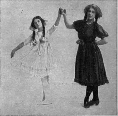 Fig. 2. Second Step. The pupil draws her left foot to her right, the teacher her right foot to her left