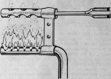 Fig. 8. A useful little arrangement for heating curling tongs, which are slipped into a hollow tube over the gas flame