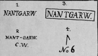 Marks found upon genuine Nantgarw porcelain. The most usually seen is that marked 2 in the illustration. Much of this ware was unmarked