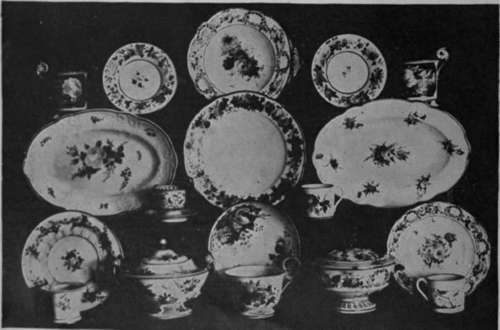 Some typical specimens of Nantgarw porcelain. This ware is very glassy and translucent, and its decoration generally takes the form of flowers, roses, auriculas, and tulips being the most popular