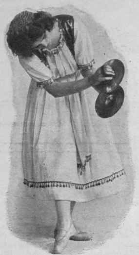 Step 6. Fig. 6. The dancer runs forward with cymbals crossed