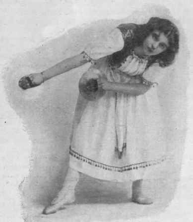 Step 7. Fig. 7. Position after springing across, illustrating the manner in which the cymbals are held, and showing the strap passed across three fingers