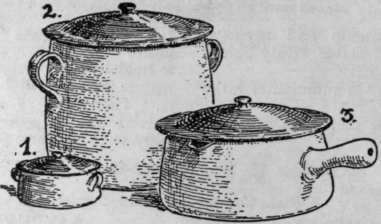 Three types of casseroles. Casserole cookery is economical. and is especially suitable for vegetables and fruits