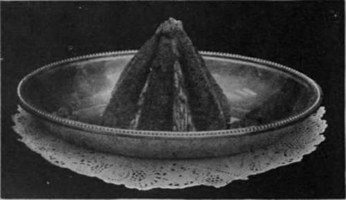 Timbales a la Celestine. Arrange the timbales round a pyramid of green pea's which have been rubbed through a sieve