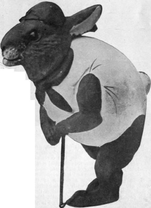 A German form of Easter gift takes the shape of a hare carrying the symbolic egg or eggs on or about its person