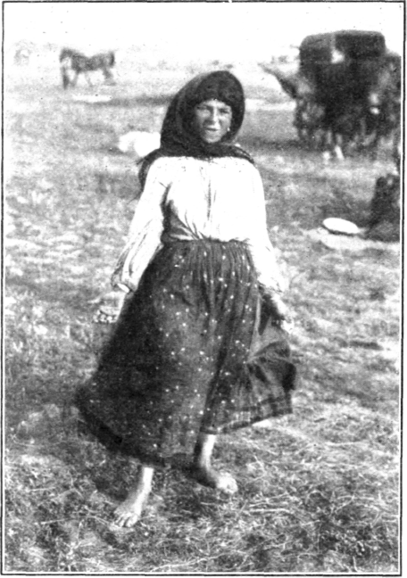 A Russian gipsy girl dancing. The peasantry of this vast country delight in festivities of all kinds, and are especially devoted to singing and dancing